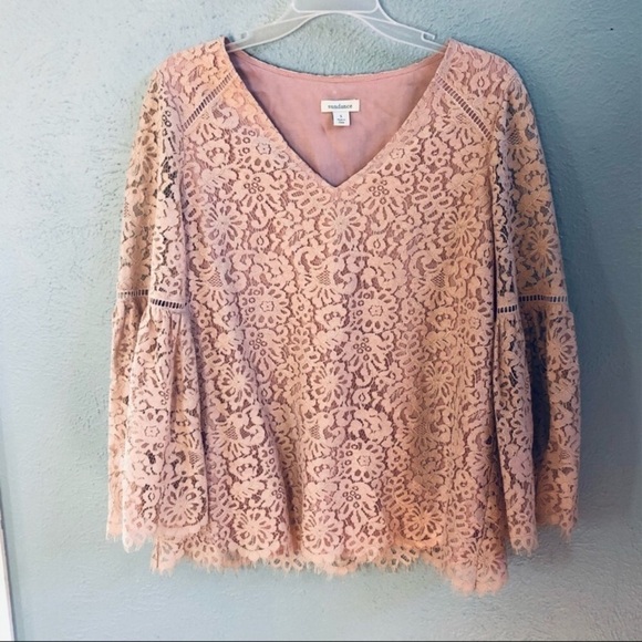 Sundance Charmant bell sleeve lace top - Picture 2 of 8